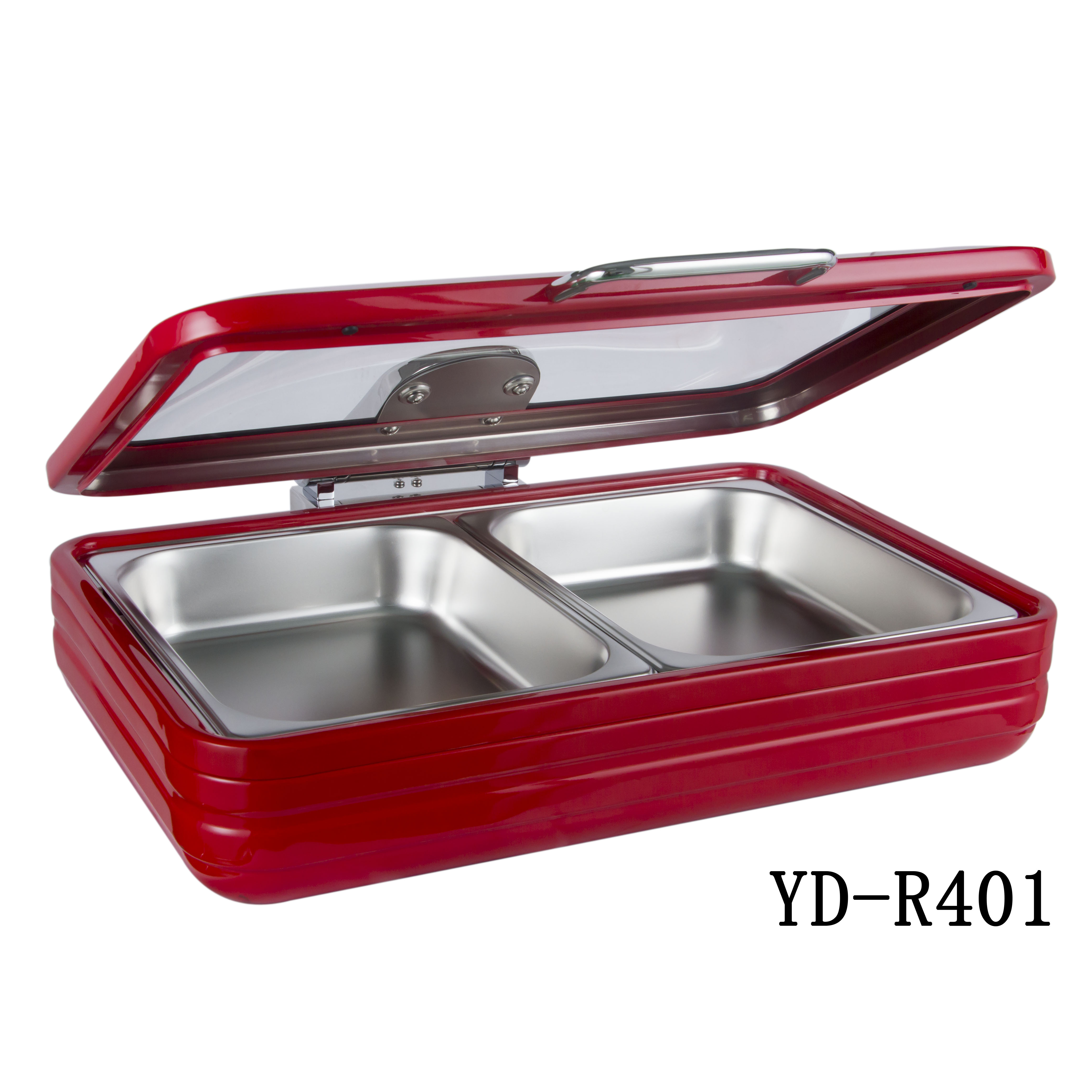 Yapamit YD-Y401 4.5L9LK Full Size Stainless Steel Induction Chafer with Glass Top And Soft Close Lid