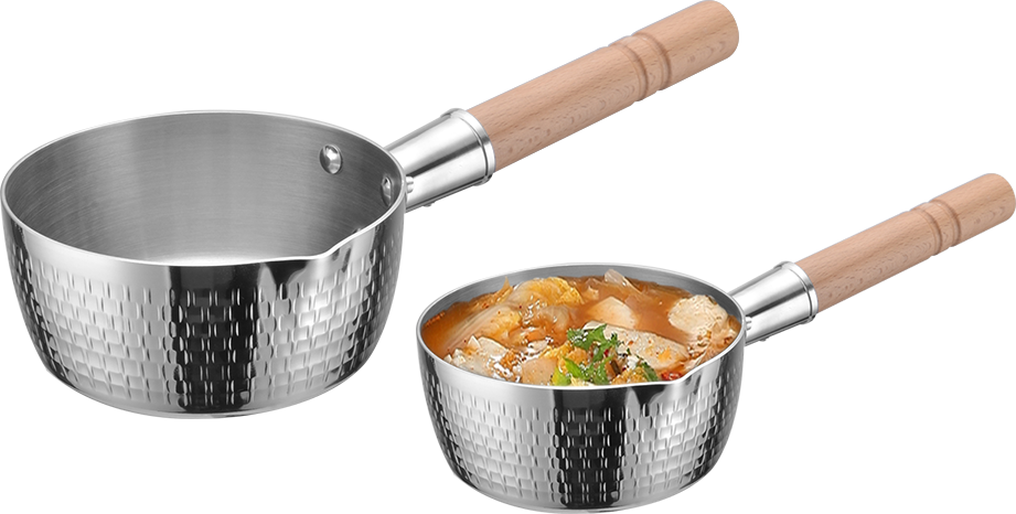 Yapamit YT007 Tri-ply Hammered Sauce Pot Stainless Steel Saucepans Milk Sauce Pan With Wooden Handle Cooking Pot, Support For Stove And Induction Sauce Pot Saucepans